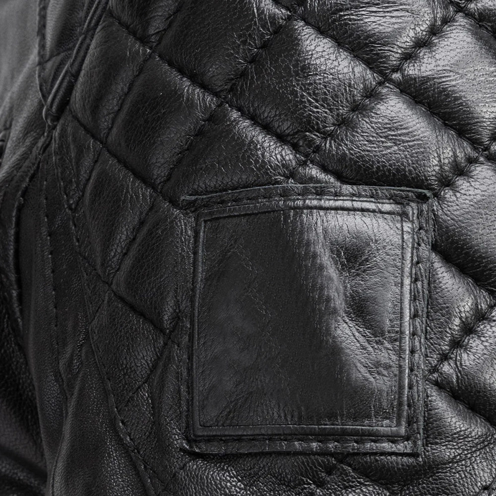 mens padded black cafe racer leather jacket