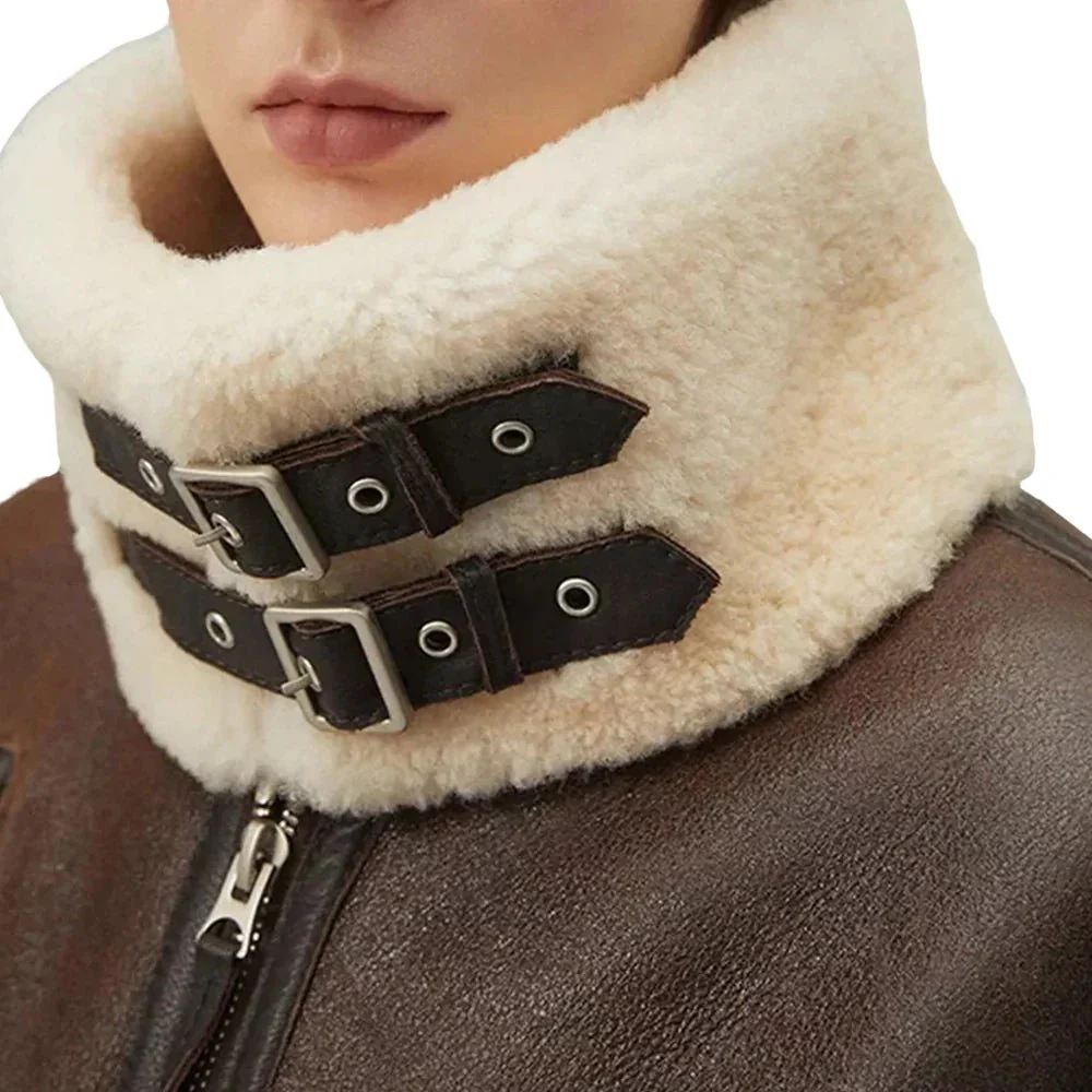 women's chocolate brown b3 sheepskin aviator jacket