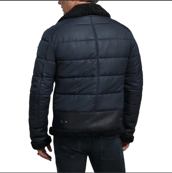 men's blue b3 raf aviator sheepskin shearling leather jacket