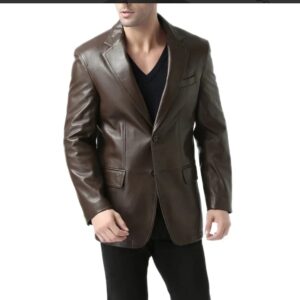 espresso brown leather blazer mens 20