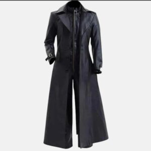 albert evil 5 black leather trench coat mens