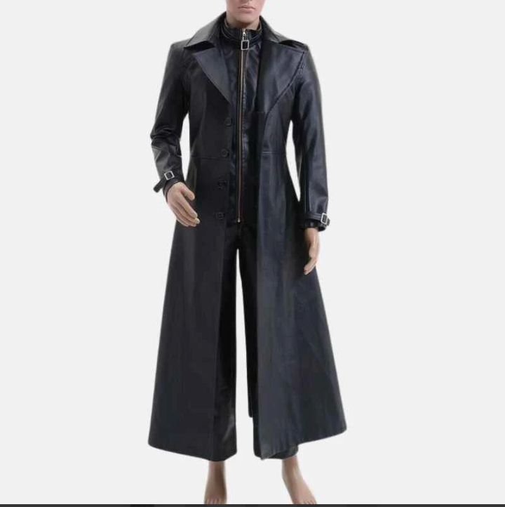 albert evil 5 black leather trench coat mens