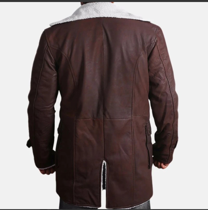 mens brown bane shearling leather coat