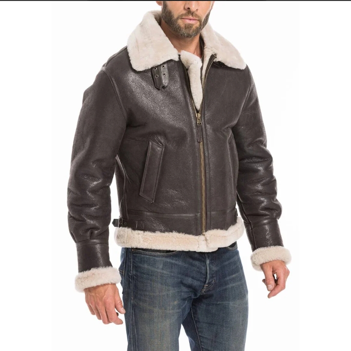 sheepskin b3 raf men's fur shearling bomber brown aviator jacket 60 reviews
