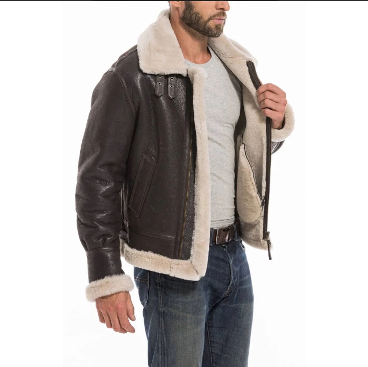 sheepskin b3 raf men's fur shearling bomber brown aviator jacket 60 reviews