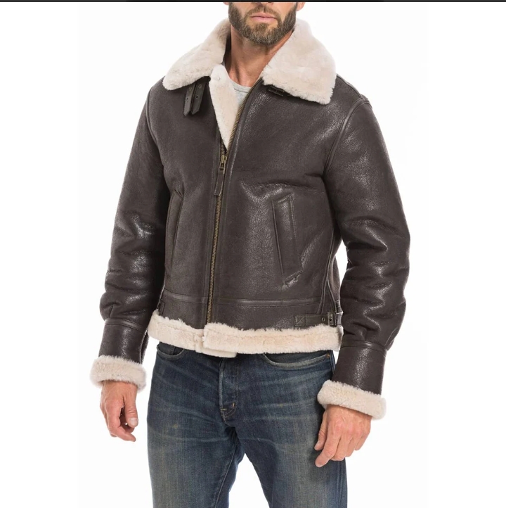 sheepskin b3 raf men's fur shearling bomber brown aviator jacket 60 reviews