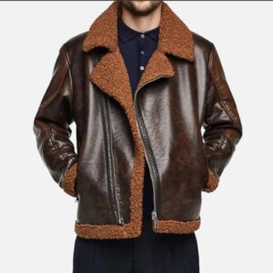 ambrose wrestling brown shearling jacket