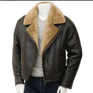 gentlemen brown dry shearling leather jacket mens