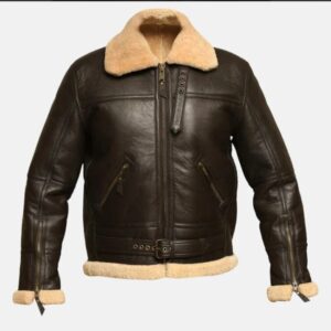 men's raf b3 shearling aviator dark brown leather jacket