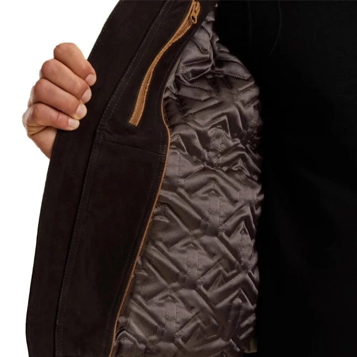 men's brown aviator nubuck leather fur jacket