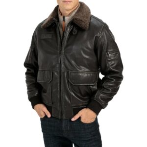 men’s brown fur collar b3 raf sheepskin shearling jacket