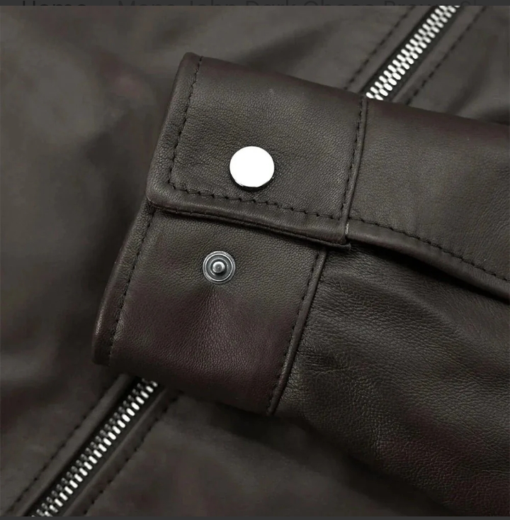 mens john dark choco brown shirt collar leather jacket