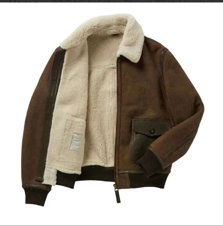 b3 raf aviator flying pilot men’s brown jacket