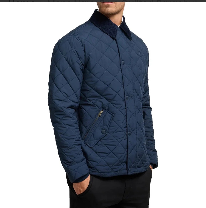 mens navy blue quilted parachute jacket