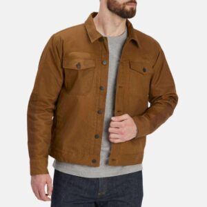 brown cotton field jacket mens
