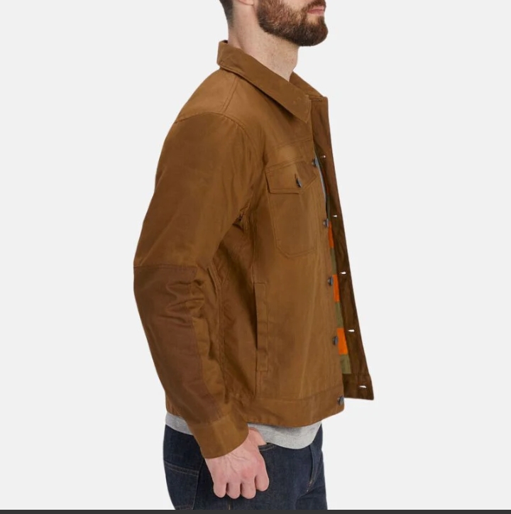 brown cotton field jacket mens