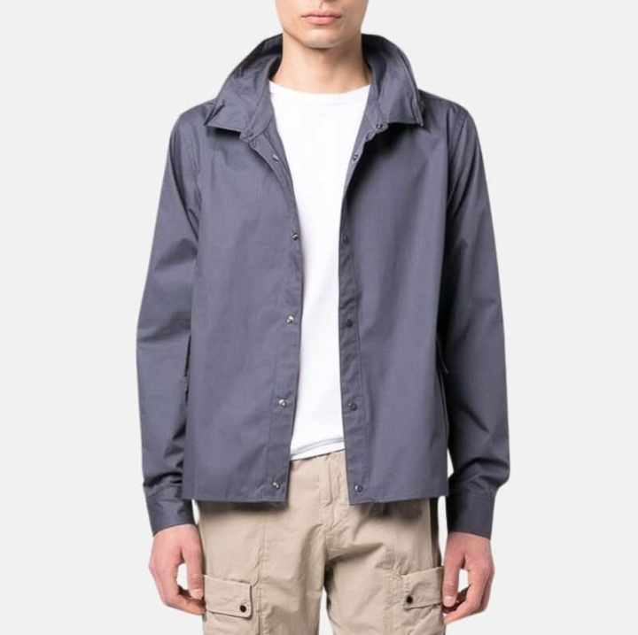 mens grey hooded flannel shirt jacket