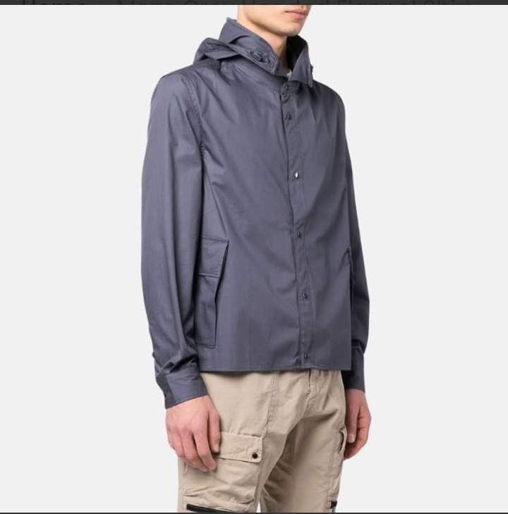 mens grey hooded flannel shirt jacket