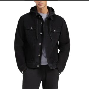 black hooded denim jacket mens
