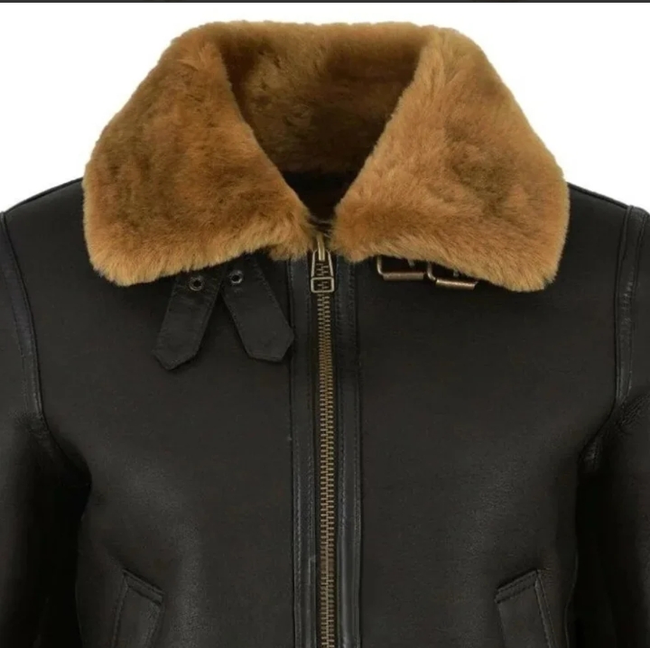 womens black aviator b3 bomber leather jacket