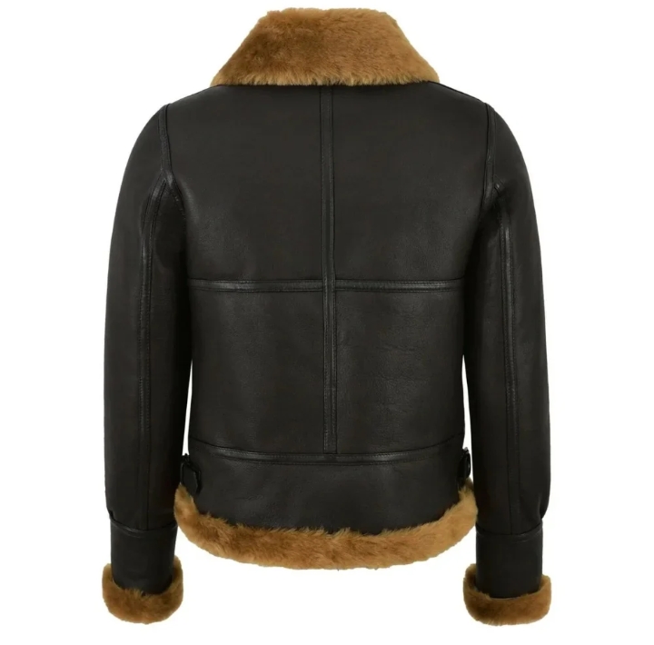 womens black aviator b3 bomber leather jacket