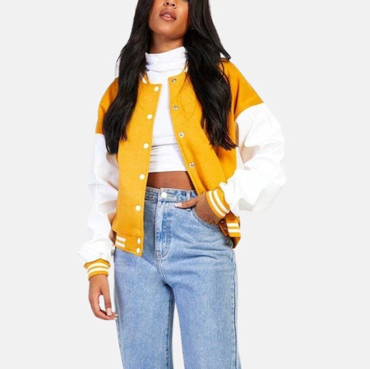 women's mustard satin bomber jacket