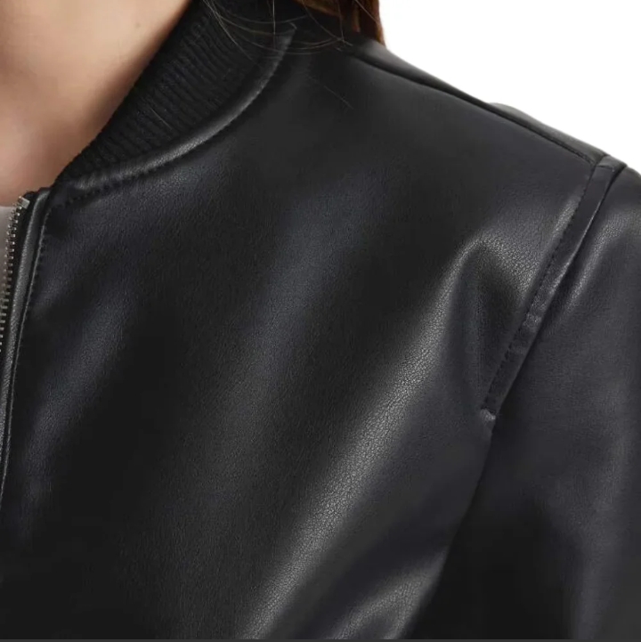 womens bomber black leather jacket