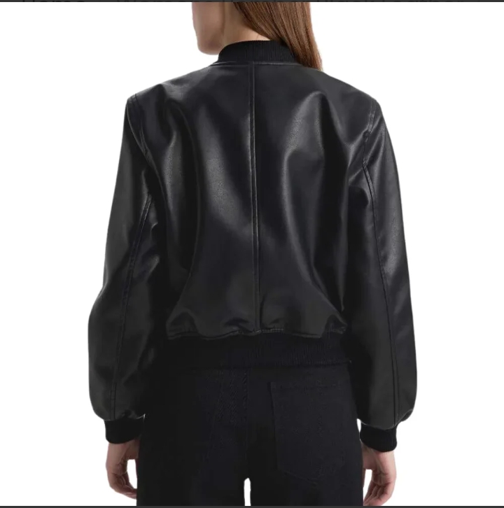 womens bomber black leather jacket