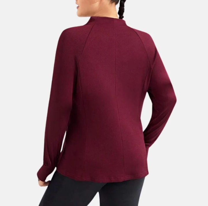 women's burgundy designer zip up fleece jacket
