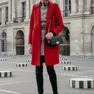 womens jackson red single breasted wool coat