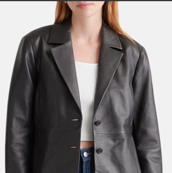 black long leather trench coat womens