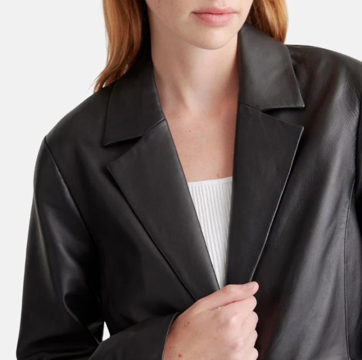 black long leather trench coat womens