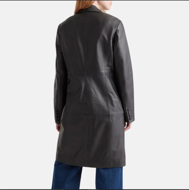 black long leather trench coat womens