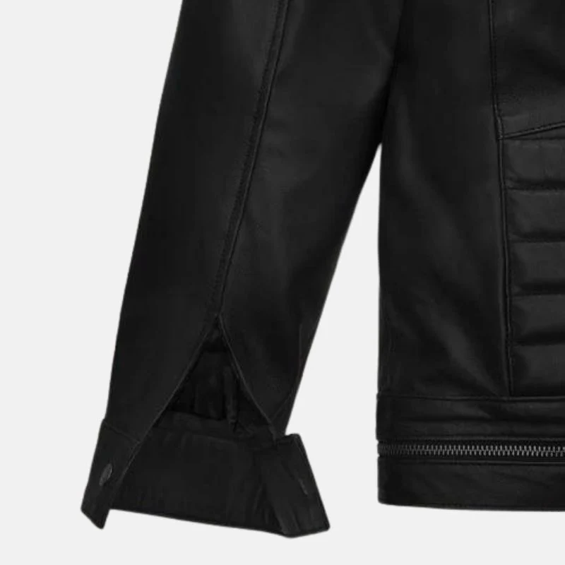 tate quilted biker black leather jacket for men