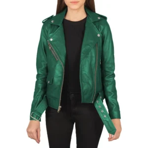 women's real emerald green leather jacket