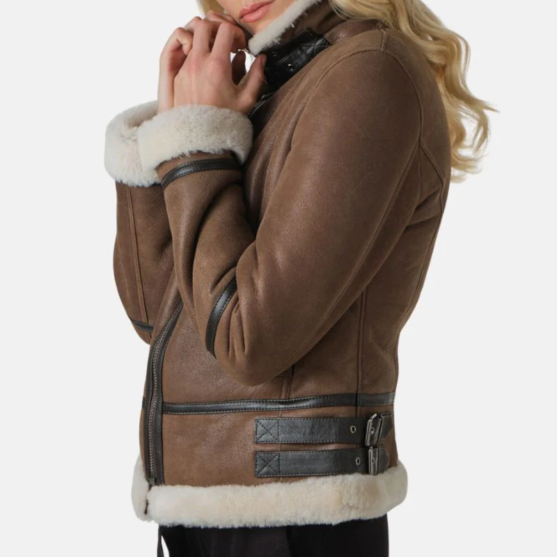 aviator brown leather jacket womens