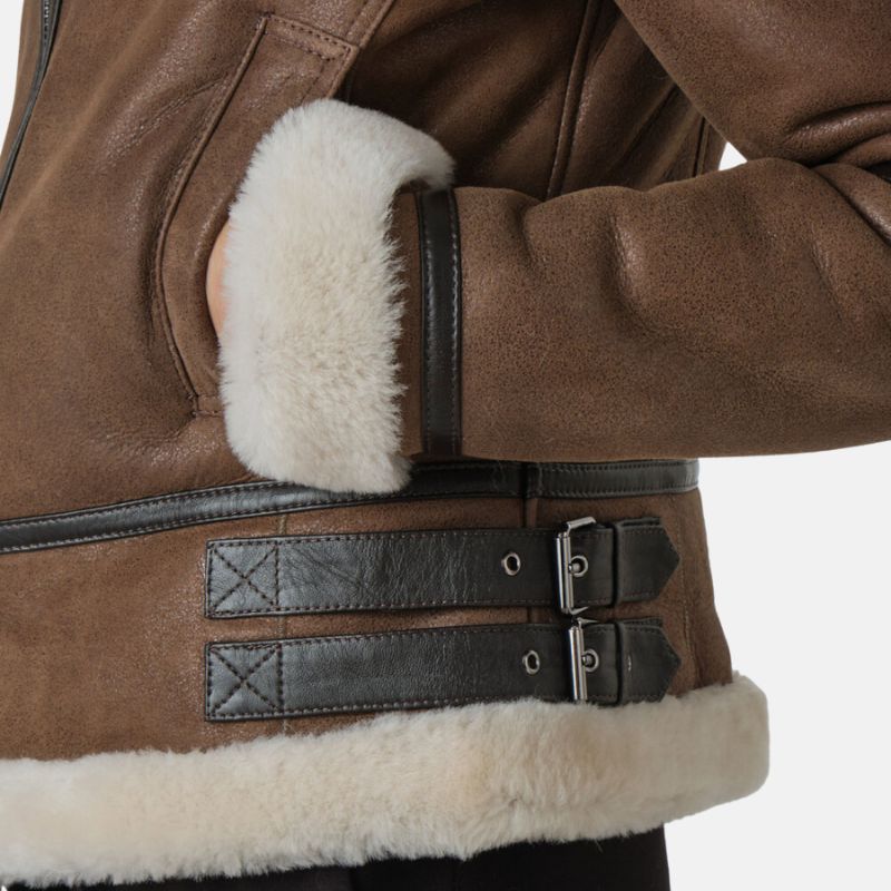 aviator brown leather jacket womens