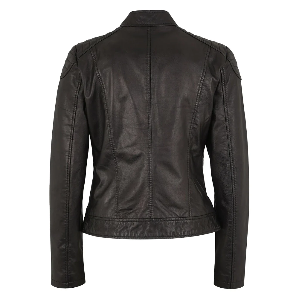 amanda genuine black leather jacket womens motorcycle