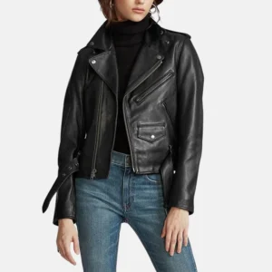 black leather motorcycle jacket womens