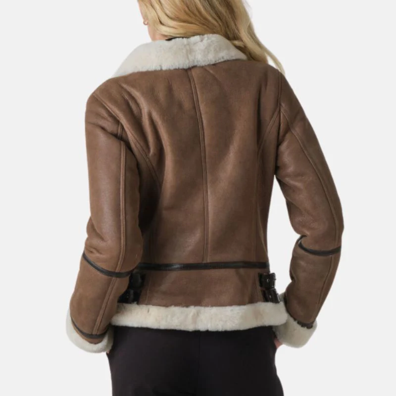 aviator brown leather jacket womens