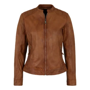 genuine biker brown cognac leather jacket womens