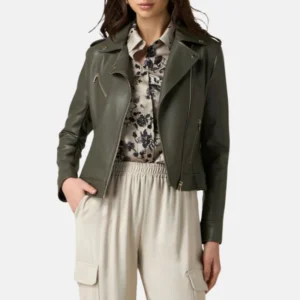 green leather jacket womens