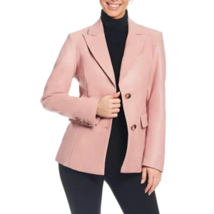 pink womens leather blazer