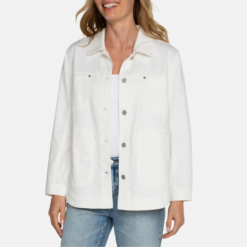 white cotton womens shirt jacket
