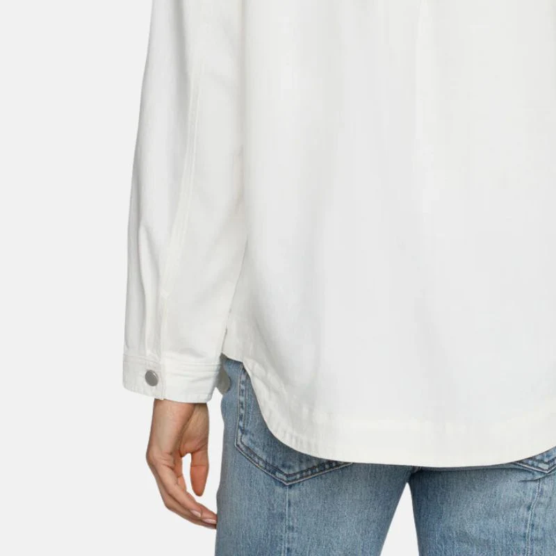 white cotton womens shirt jacket
