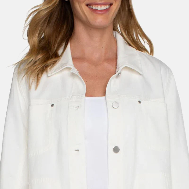 white cotton womens shirt jacket