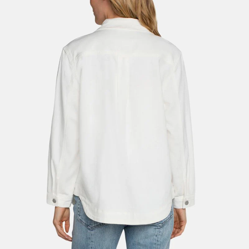 white cotton womens shirt jacket