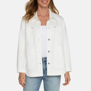 white cotton womens shirt jacket