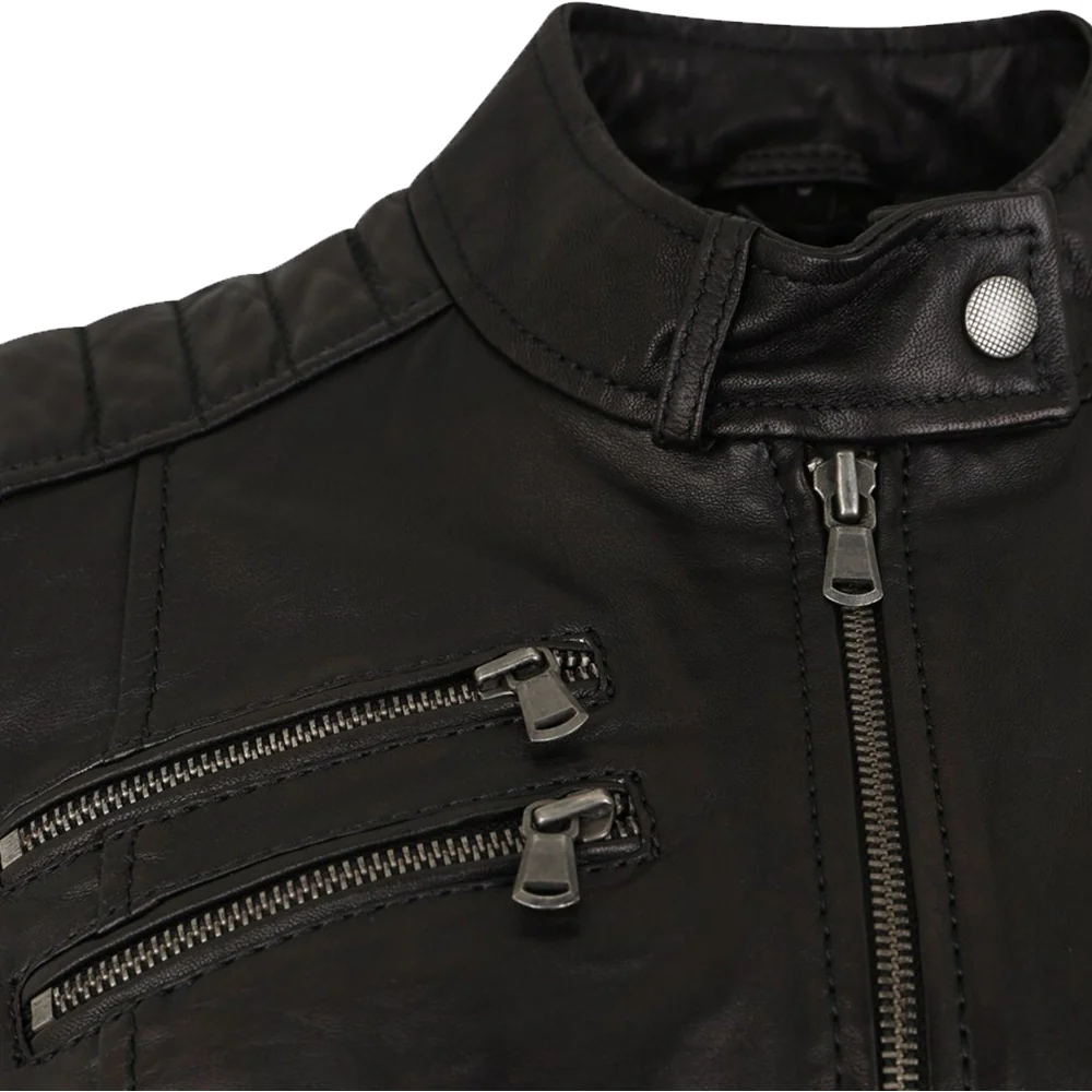 amanda genuine black leather jacket womens motorcycle