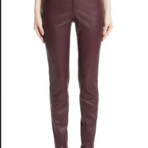 royalex leathers brown women's real lambskin leather skinny pant wp061